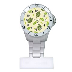 Leaf-spring-seamless-pattern-fresh-green-color-nature Plastic Nurses Watch by uniart180623