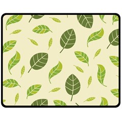 Leaf-spring-seamless-pattern-fresh-green-color-nature Two Sides Fleece Blanket (medium) by uniart180623