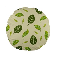 Leaf-spring-seamless-pattern-fresh-green-color-nature Standard 15  Premium Flano Round Cushions