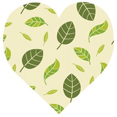 Leaf-spring-seamless-pattern-fresh-green-color-nature Wooden Puzzle Heart by uniart180623