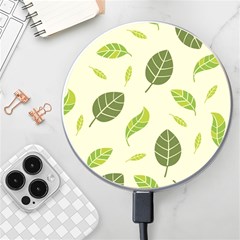 Leaf-spring-seamless-pattern-fresh-green-color-nature Wireless Fast Charger(white) by uniart180623