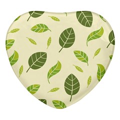 Leaf-spring-seamless-pattern-fresh-green-color-nature Heart Glass Fridge Magnet (4 Pack)