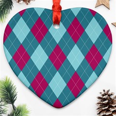 Argyle-pattern-seamless-fabric-texture-background-classic-argill-ornament Heart Ornament (two Sides) by uniart180623