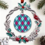 Argyle-pattern-seamless-fabric-texture-background-classic-argill-ornament Metal X mas Wreath Holly leaf Ornament Front