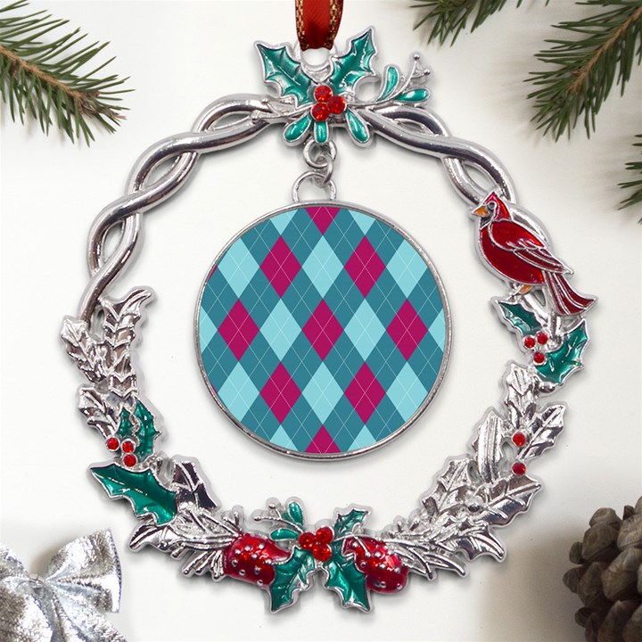 Argyle-pattern-seamless-fabric-texture-background-classic-argill-ornament Metal X mas Wreath Holly leaf Ornament