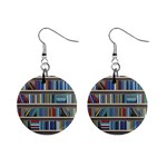 Bookshelf Mini Button Earrings Front