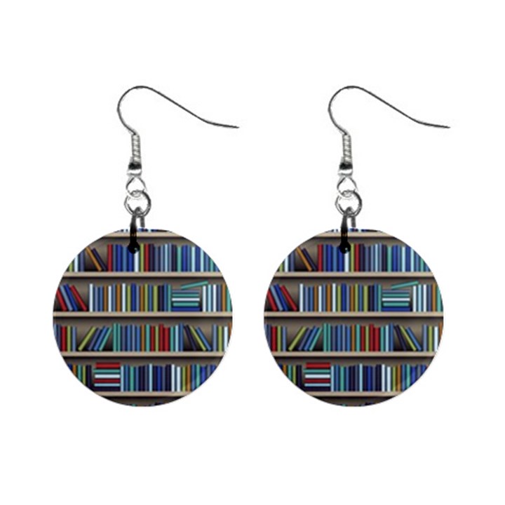 Bookshelf Mini Button Earrings