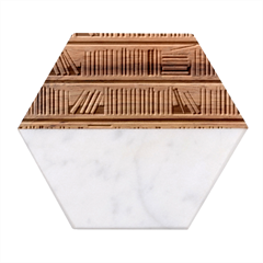 Bookshelf Marble Wood Coaster (hexagon)  by uniart180623