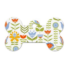 Seamless-pattern-with-various-flowers-leaves-folk-motif Dog Tag Bone (one Side) by uniart180623