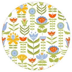 Seamless-pattern-with-various-flowers-leaves-folk-motif Round Trivet by uniart180623