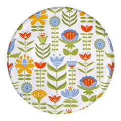 Seamless-pattern-with-various-flowers-leaves-folk-motif Round Glass Fridge Magnet (4 Pack) by uniart180623