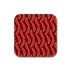 Chili-pattern-red Rubber Square Coaster (4 Pack)