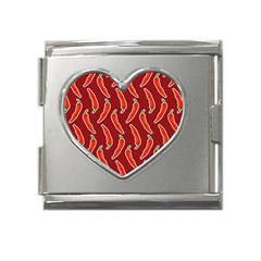 Chili-pattern-red Mega Link Heart Italian Charm (18mm) by uniart180623