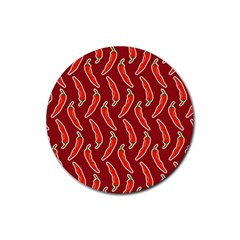 Chili-pattern-red Rubber Round Coaster (4 Pack)