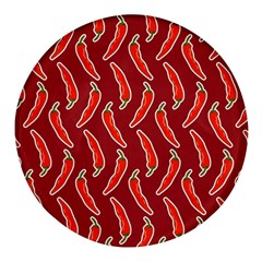 Chili-pattern-red Round Glass Fridge Magnet (4 Pack) by uniart180623