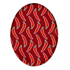 Chili-pattern-red Oval Glass Fridge Magnet (4 Pack)