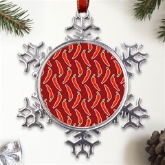 Chili-pattern-red Metal Large Snowflake Ornament by uniart180623