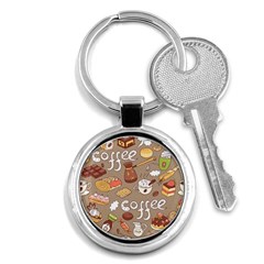 Vector-seamless-pattern-with-doodle-coffee-equipment Key Chain (round) by uniart180623