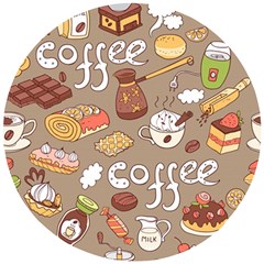 Vector-seamless-pattern-with-doodle-coffee-equipment Wooden Puzzle Round by uniart180623