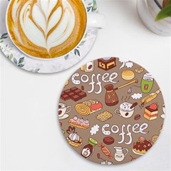 Vector-seamless-pattern-with-doodle-coffee-equipment Uv Print Round Tile Coaster