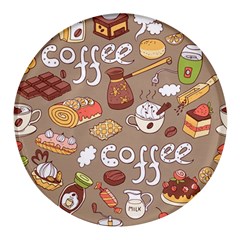 Vector-seamless-pattern-with-doodle-coffee-equipment Round Glass Fridge Magnet (4 Pack)