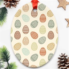 Seamless-pattern-colorful-easter-egg-flat-icons-painted-traditional-style Ornament (oval) by uniart180623