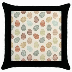 Seamless-pattern-colorful-easter-egg-flat-icons-painted-traditional-style Throw Pillow Case (black) by uniart180623