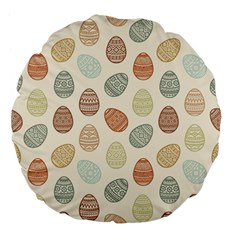 Seamless-pattern-colorful-easter-egg-flat-icons-painted-traditional-style Large 18  Premium Flano Round Cushions