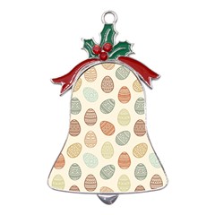 Seamless-pattern-colorful-easter-egg-flat-icons-painted-traditional-style Metal Holly Leaf Bell Ornament by uniart180623