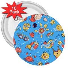 Hand-drawn-seamless-pattern-summer-time 3  Buttons (10 Pack)  by uniart180623