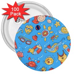 Hand-drawn-seamless-pattern-summer-time 3  Buttons (100 Pack) 