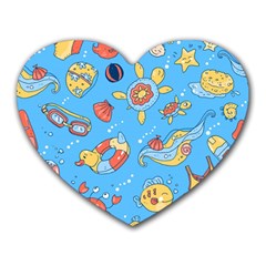 Hand-drawn-seamless-pattern-summer-time Heart Mousepad by uniart180623