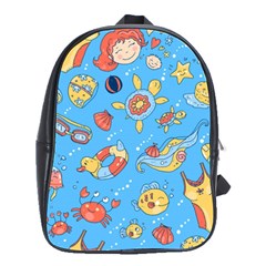 Hand-drawn-seamless-pattern-summer-time School Bag (large)