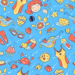 Hand-drawn-seamless-pattern-summer-time Play Mat (square) by uniart180623