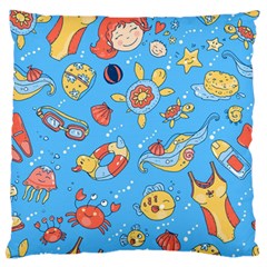 Hand-drawn-seamless-pattern-summer-time Standard Premium Plush Fleece Cushion Case (two Sides) by uniart180623