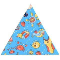 Hand-drawn-seamless-pattern-summer-time Wooden Puzzle Triangle by uniart180623