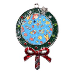 Hand-drawn-seamless-pattern-summer-time Metal X mas Lollipop With Crystal Ornament