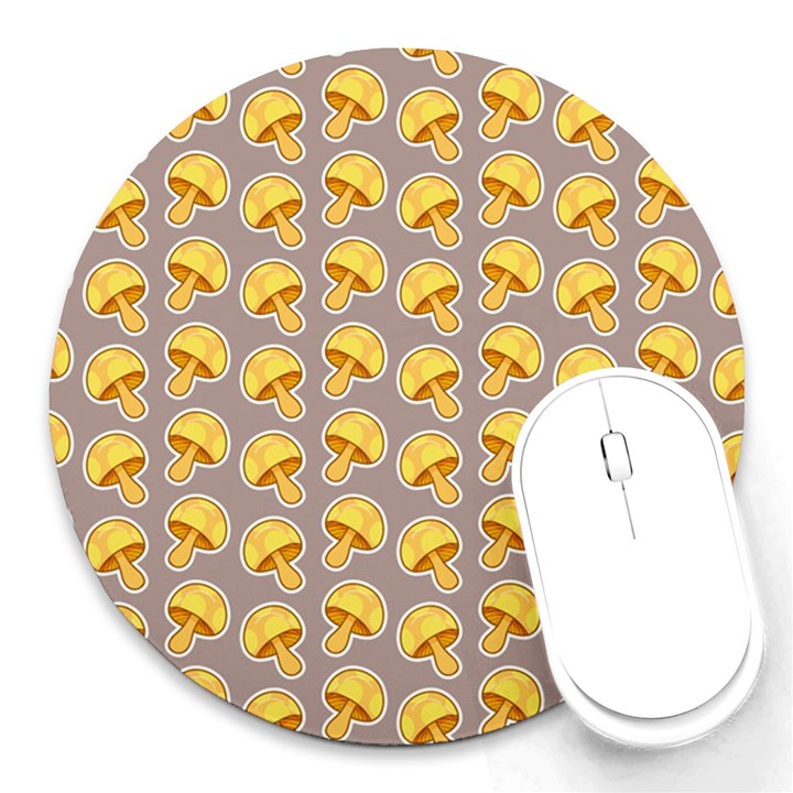 Yellow-mushroom-pattern Round Mousepad