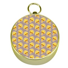 Yellow-mushroom-pattern Gold Compasses by uniart180623