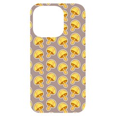 Yellow-mushroom-pattern Iphone 14 Pro Black Uv Print Case