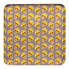 Yellow-mushroom-pattern Square Glass Fridge Magnet (4 Pack)