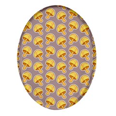 Yellow-mushroom-pattern Oval Glass Fridge Magnet (4 Pack)