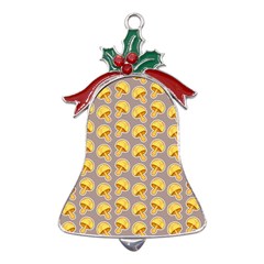 Yellow-mushroom-pattern Metal Holly Leaf Bell Ornament