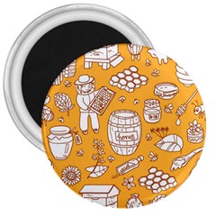 Vector-honey-element-doodle-seamless-pattern-with-beehive-beeke 3  Magnets by uniart180623