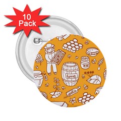 Vector-honey-element-doodle-seamless-pattern-with-beehive-beeke 2 25  Buttons (10 Pack)  by uniart180623