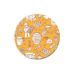 Vector-honey-element-doodle-seamless-pattern-with-beehive-beeke Magnet 3  (round) by uniart180623