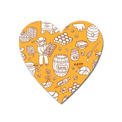 Vector-honey-element-doodle-seamless-pattern-with-beehive-beeke Heart Magnet by uniart180623