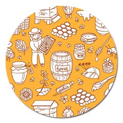 Vector-honey-element-doodle-seamless-pattern-with-beehive-beeke Magnet 5  (round) by uniart180623