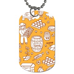 Vector-honey-element-doodle-seamless-pattern-with-beehive-beeke Dog Tag (two Sides) by uniart180623