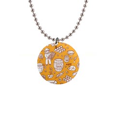 Vector-honey-element-doodle-seamless-pattern-with-beehive-beeke 1  Button Necklace by uniart180623